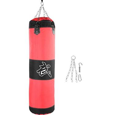 Imagem de Saco de pancadas pesado vazio para adultos, design sem enchimento, inclui corrente e rotação de 360 graus, ideal para treinamento de boxe, artes marciais, aprimoramento da aptidão e habilidades (1 m