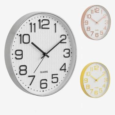 Imagem de Relógio de Parede 30cm Silencioso e Cromado Para Decoração de Ambiente