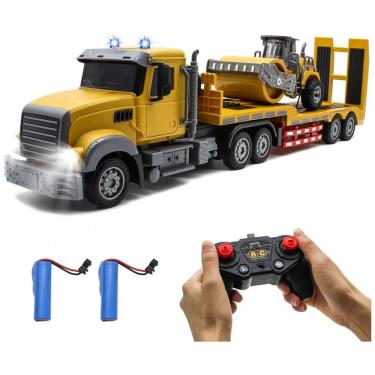 Imagem de Caminhão RC Fistone com Reboque, Trator de Engenharia 1:24 RC com Som e Luzes, Caminhão Plataforma de Controle Remoto 2.4Ghz com Rolo