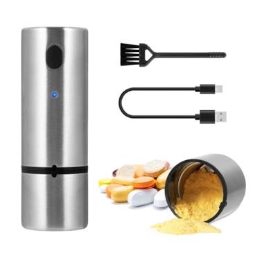 Imagem de Vzaahu Triturador elétrico de comprimidos em pó fino portátil mini aço inoxidável para medicamentos e vitaminas moedor de comprimidos para idosos