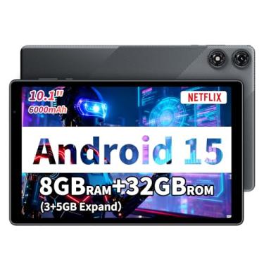 Imagem de Tablet Android 15.4 cm de 10 polegadas, 8 GB de RAM, 32 GB de armazenamento, tela HD IPS 1280 x 800, certificado GMS, bateria de 6000 mAh, tipo C, tablet WiFi, expansível até 1 TB, cinza
