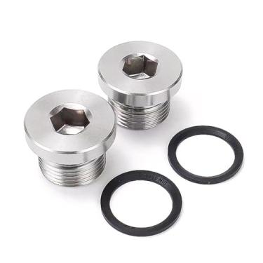 Imagem de Goldpea 2 peças de aço inoxidável 304 flange soquete sextavado bujão M26 x 1,5 com anel de borracha de vedação, plugue de encaixe de tubulação de água hexagonal ajuste universal