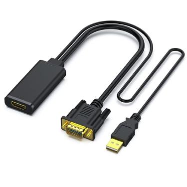 Imagem de Adaptador VGA para HDMI, conversor 1080p com áudio de fonte VGA de computador/laptop para HDMI TV/monitor