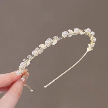 Imagem de Tiara de pérola, flor, folha, pente de cabelo, gancho de cabelo com strass, enfeite de cabelo de cristal, acessórios de cabelo para noivas (7)