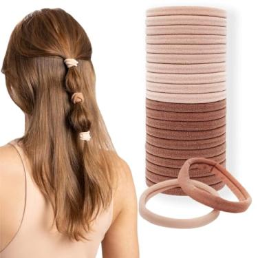 Imagem de Laços de cabelo sem danos – faixas de cabelo fortes e elásticas | Suportes de rabo de cavalo de nylon macio, elásticos sem arranhões, perfeitos para penteados e tranças – blush, 20 peças