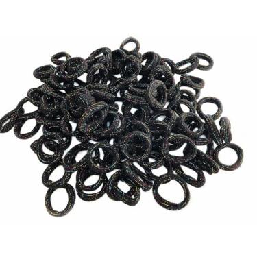 Imagem de MARYLAVENDER Mini laços de cabelo brilhantes pequenos para todos os tipos de cabelo, sem costura, glitter, pôneis, elásticos para rabos de cavalo, acessórios de cabelo para meninas, 100 peças