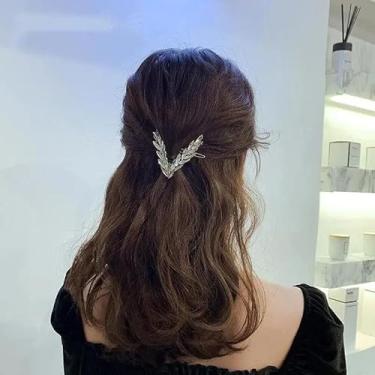 Imagem de Grampo de cabelo de strass branco para mulheres, elegante prendedor de cabelo para noiva, acessório de cabeça brilhante