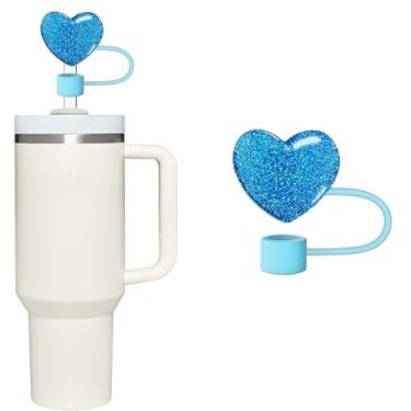 Imagem de Capa de palha Bling Hearts para copo Stanley de 40 e 850 g, tampa de silicone de 10 mm para acessórios de copo Stanley, bonito topo de palha para copos, tampa de palha para tampas de ponta de canudos