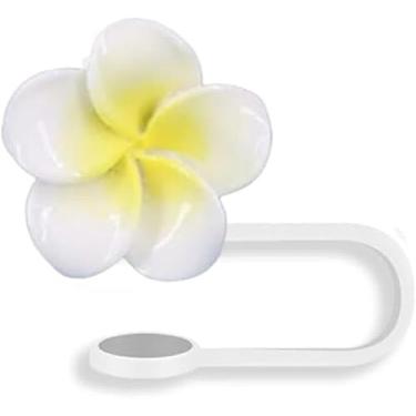 Imagem de Cobertura de palha de silicone para Stanley 30 e 1,134 g, cobertura de canudo à prova de respingos, tampa fofa de plumeria, capa de canudo reutilizável, capas de ponta de canudo para copos Stanley