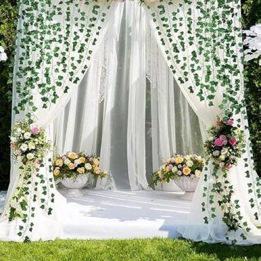 Imagem de Vinhas falsas para decoração de quarto (pacote com 4 metros), plantas de folha de hera artificial, guirlanda de videira, flores de folhagem falsa, para quarto, estética, festa de casamento, jardim