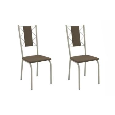 Imagem de Kit 2 Cadeiras Sala Jantar Lisboa 2c076nk Aço 2 Un Niquel-suede Cappuccino - Kappesberg