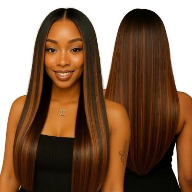 Imagem de Peruca Lisa sem Franja Natural Fibra Premium 70cm - Maya Hair, Com Mec