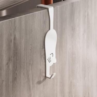 Imagem de 1 gancho de metal em forma de gato, ganchos de aço resistente para casacos, bolsas, chaves, chapéus, organizador decorativo para casa