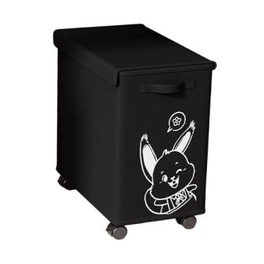 Imagem de Generic Carrinho de utilidades embaixo da mesa com tampa e rodas, recipiente prático de armazenamento móvel para carrinho de rodinhas para escritório e casa, Black Bunny L