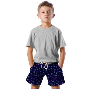 Imagem de Shorts Infantil Bermuda Calção Praia Verão Formas Cartoon Colorido 302