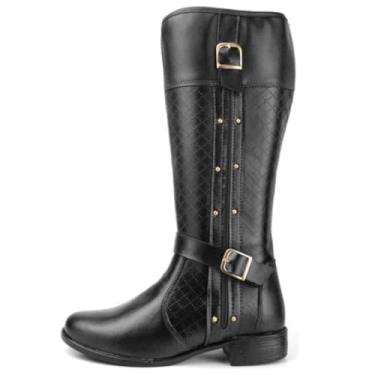 Imagem de RMP Shoes Bota Montaria Feminina em Couro Ecológico, Preta, com Fivelas Decorativas, Design Elegante e Confortável (Padrão, BR, Adulto, Numérico, 39)