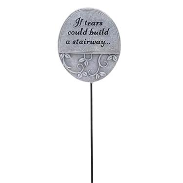 Imagem de Napco Imports If Tears Could Build A Stairway 11,5 polegadas pedra cinza resina decorativa simpatia picareta de planta