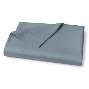 Imagem de Lane Linen Lençol de cima 100% algodão egípcio King Size (284,5 cm x 264,2 cm) - tecido acetinado elegante, ultramacio, respirável, altamente durável - azul francês