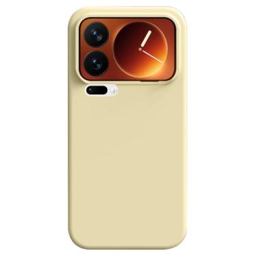 Imagem de LYJSMGZ Capa de borracha de silicone líquido para Xiaomi 17 Pro Max/17 Pro/17, cobertura de lente totalmente à prova de choque, fosco protege arranhões, capa de forro macio, amarelo, 17 Pro