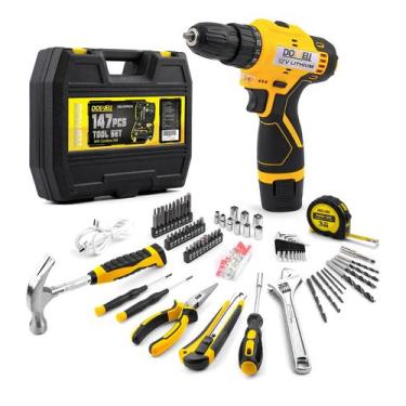 Imagem de Kit de ferramentas DOWELL 147 unidades com furadeira sem fio de 12 V 3