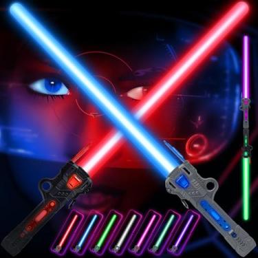 Imagem de Espada de luz dupla Light Up Sabre ANNDOFY RGB 7 cores para crianças