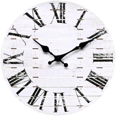 Imagem de Relógio de parede estilo nórdico 10 MDF 25x25cm, grão de madeira rústi