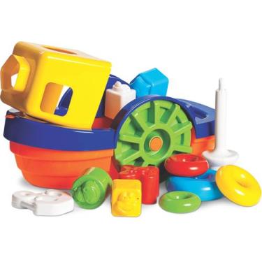 Imagem de Barco didático colorido mercotoys desmontável flutuante brinquedo de á