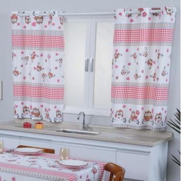 Imagem de Cortina de Cozinha Estampada Corujas - FASTLAR