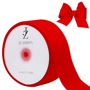 Imagem de JaoZuyard Fita de gorgorão vermelho 5 cm x 50 metros fita de gorgorão vermelho para artesanato, embrulho de presente, acessórios de cabelo, decoração de casamento, costura e laço, fitas de presente