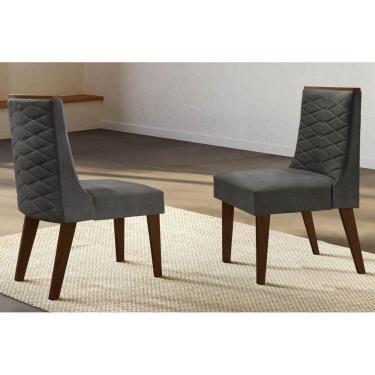 Imagem de Kit 2 Cadeiras Dafne Luxo Madeira Capuccino Grafite