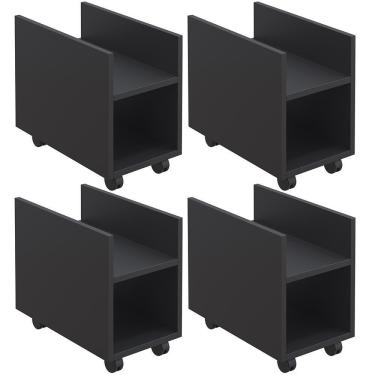 Imagem de Kit 4 Suportes Para Cpu E Nobreak Com Rodízios Guide Preto