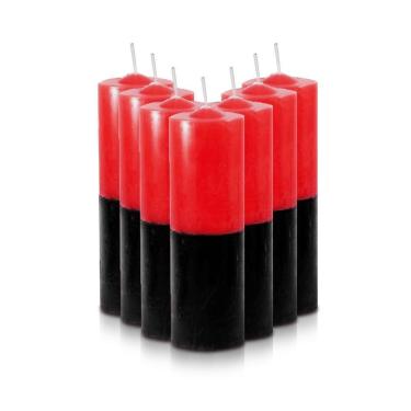 Imagem de Kit 7 Velas Votivas 7 Dias Bicolor Vermelha Preta 250g 100% Parafina