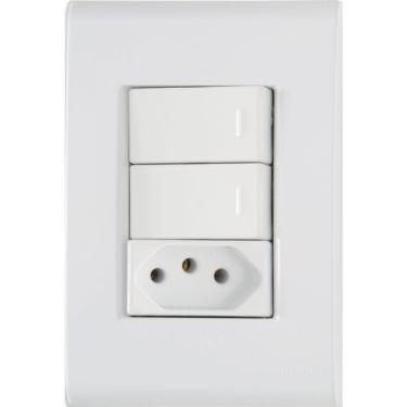 Imagem de Placa 4x2 Interruptores Simples E 1 Tomada 2p+t 20a-250v Branco Branco - 250v