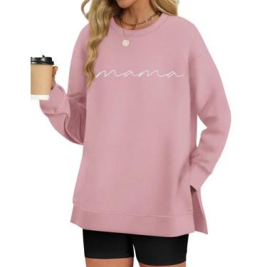 Imagem de Camisa feminina LOMON Mama, manga comprida, gola redonda, casual, 3GG,