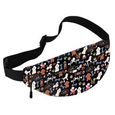 Imagem de CMNIM Pochete poodle, presentes para amantes de poodle, cachorrinhos, bolsa transversal, dono de poodle, presente para mãe, poodle, cachorro, impressão, bolsa de cintura, Poodle W 251112, Diversidade