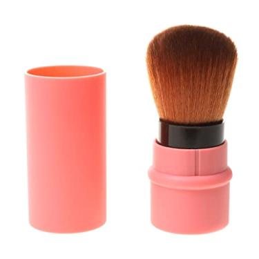 Imagem de barenx Pincel retrátil Pro Beauty Kabuki Maquiagem Cosméticos Pó Facial Base Blush Pincel - Vermelho, Aprox. 8,2 x 3 cm/3,23 x 0,12 pol