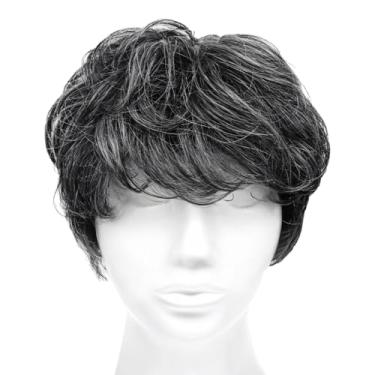 Imagem de Peruca feminina cinza elegante sem cola, corte bob, cabelo humano, malha respirável, ajuste ajustável, perfeita para uso diário, festas, ocasiões especiais