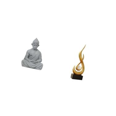Imagem de Fenteer Estatueta de Resina Abstrata de Fogo de Macaco Buda Sun Wukong, Escultura de Arte Moderna, Ornamento em Miniatura Colecionável para Pátio de Hotel, Ar