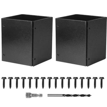 Imagem de LUMINFLY Capas de base de poste de caixa de correio de ferro, postes quadrados de 3,3 a 15 cm, inclui parafusos e brocas 2 conjuntos, kit resistente a intempéries