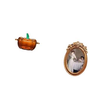 Imagem de Fenteer Prato de Doces de Resina em Formato de Abóbora Ornamentado com Tampa, Moldura Decorativa para Fotos, Pote de Biscoitos, Suporte de Mesa Laranja para E