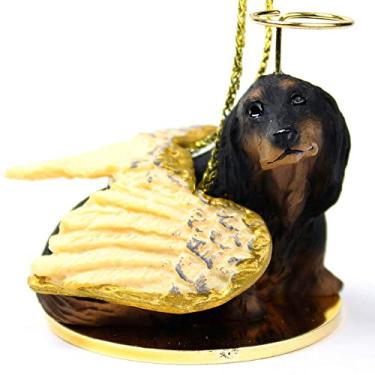 Imagem de Ornamento de anjo de animal de estimação preto de pelo comprido Dachshund [Cozinha]