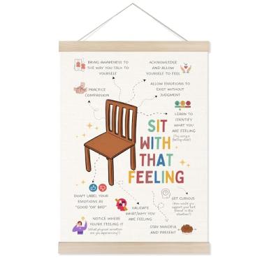 Imagem de Welshower Quadro Feelings Chart Mental Health Poster Hanger Frame, Emotions Chart Sit With That Feeling Wall Art Prints Decor for Therapy Counseling Office Calming Corner Kids Room Classroom, 30 x 40