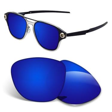 Imagem de Biyxpiv Lentes de substituição de 1,5 mm compatíveis com óculos de sol Oakley Coldfuse OO6042 52 mm, antiarranhões e resistentes a impactos, Espelhado azul escuro