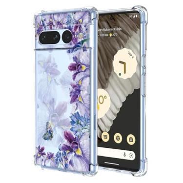 Imagem de WEIOUHR Capa para Pixel 7 Pro Google 7 Pro transparente macio TPU íris design de impressão, capa protetora leve resistente a choques e arranhões, para Google Pixel 7 Pro (roxo íris)