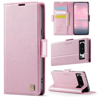 Imagem de XKchatpt Capa de telefone para Google Pixel 8 Pro, capa carteira de couro PU com bloqueio RFID, 3 porta-cartões, capa protetora à prova de choque para Google Pixel 8 Pro (ouro rosa)