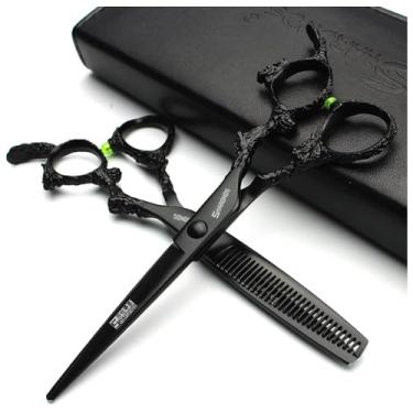 Imagem de SHARONDS Tesoura Profissional De Cabeleireiro 6/7" Para Salão Beleza, Corte E Aparamento Cabelo, Dureza Alta 440C (6 Polegadas, 2 Peças)