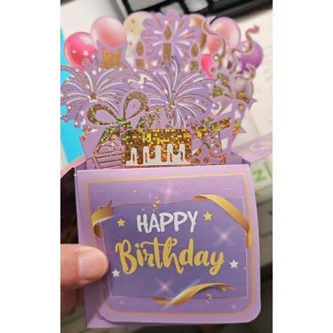 Imagem de Cartões de aniversário 3D pop-up, cartões de aniversário pop-up, cartões de felicitações com corte a laser e cartões de feliz aniversário, incluindo envelopes e colas, o melhor para mãe, esposa, irmã, menino, menina, amigos 1 pacote