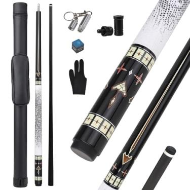 Imagem de elraxw Bastão de taco de bilhar de fibra de carbono com capa, bastão de bilhar com tecnologia de carbono completo para adultos tacos de bilhar profissional de baixa deflexão ultra-suave, Pro Taper