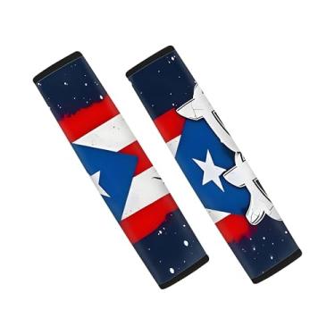 Imagem de Xalvoria Pacote com 2 almofadas para cinto de segurança de carro com bandeira de Porto Rico – Tecido macio premium, confortável e de suporte – Ideal para carros, caminhões, SUVs – mostre seu orgulho