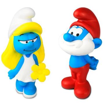 Imagem de Boneco de Vinil Macio 14cm Smurfs Papai Smurf ou Smurfette - Cardoso T